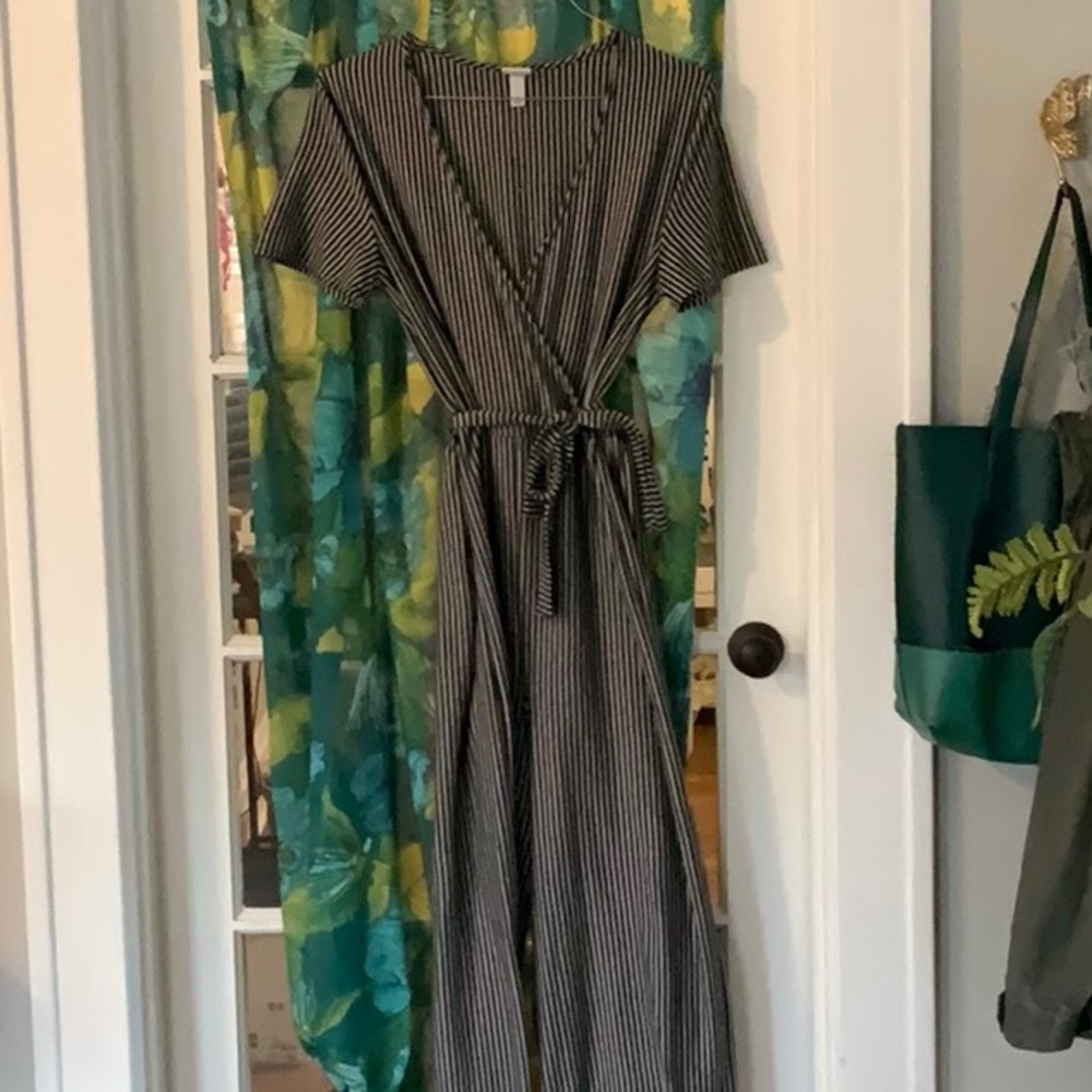 Black and White Striped Jumpsuit